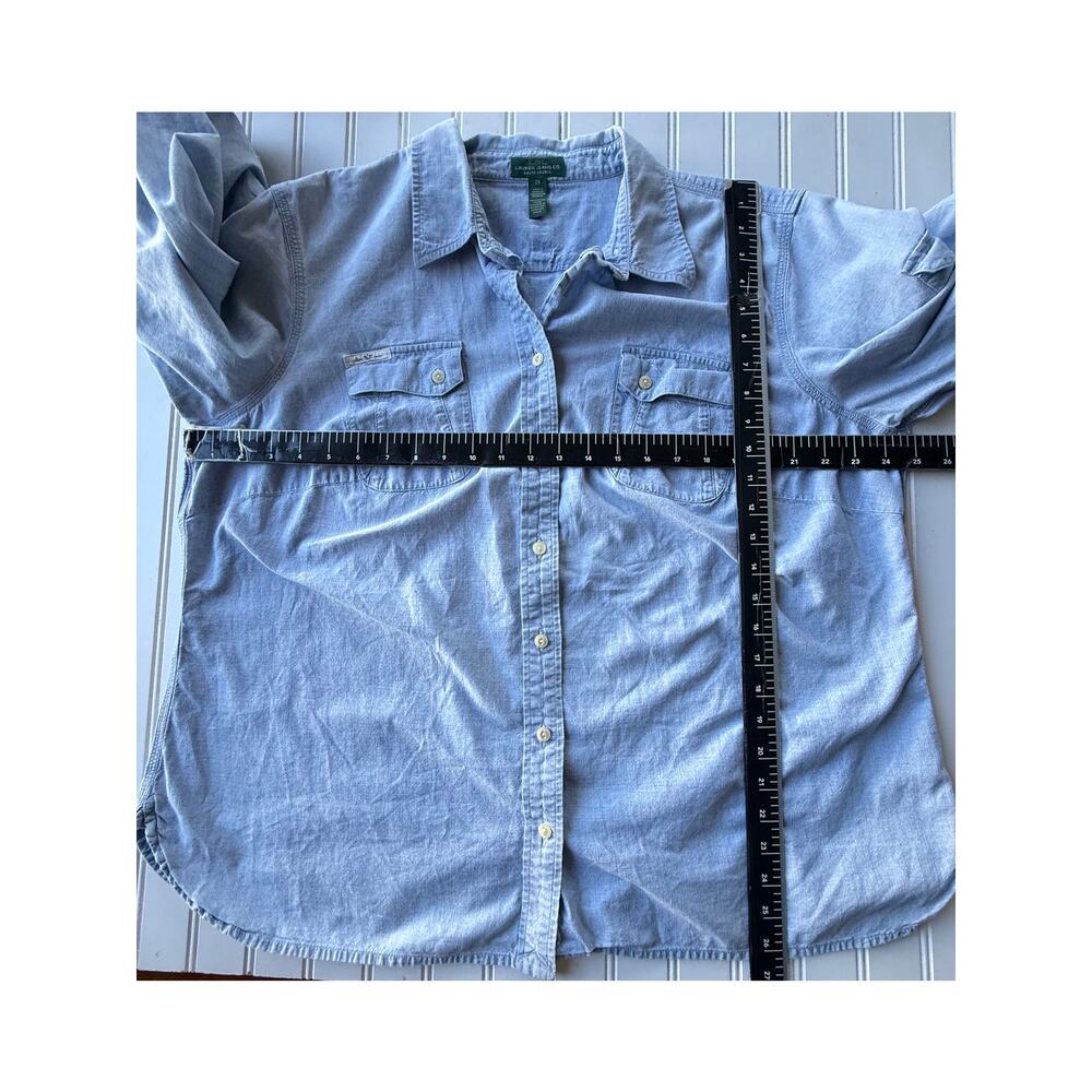 Lauren Jeans Co Ralph Lauren Women’s 2X Chambray Button Down Shirt Roll Tab - Picture 8 of 11